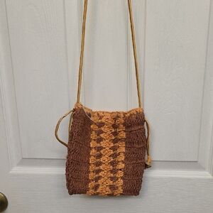 Free People Brown and Tan Woven‎ Shoulder Bag.